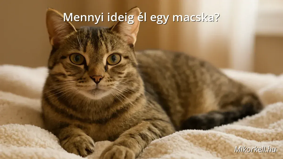 Egy egészséges házimacska pihen egy puha takarón, nyugodt és elégedett kifejezéssel